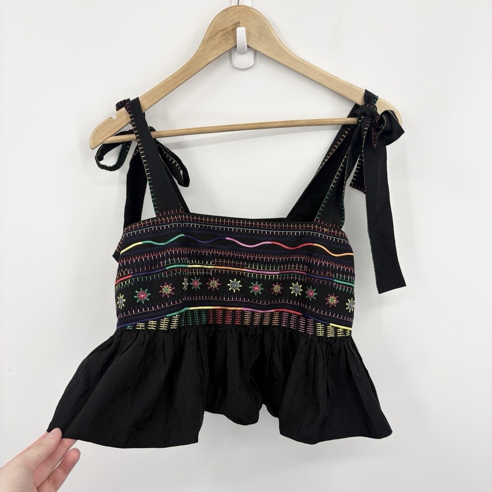 Saloni Top Women 6 Embroidered Indie Folk Festival Boho Ruffle Colorful Resort